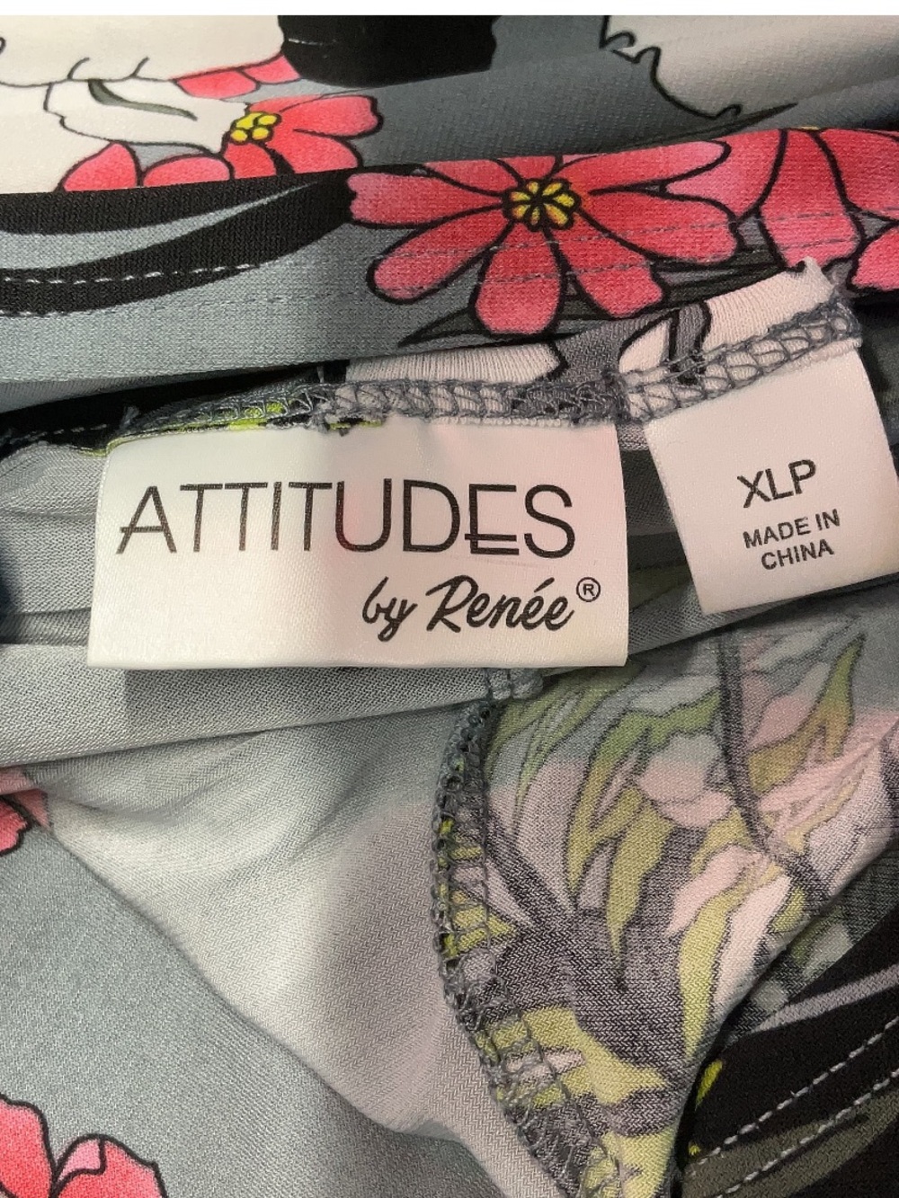 Attitudes by Renee Floral Sleeveless Maxi Dress in Gray, Pink, Black & Green - Picture 4 of 5